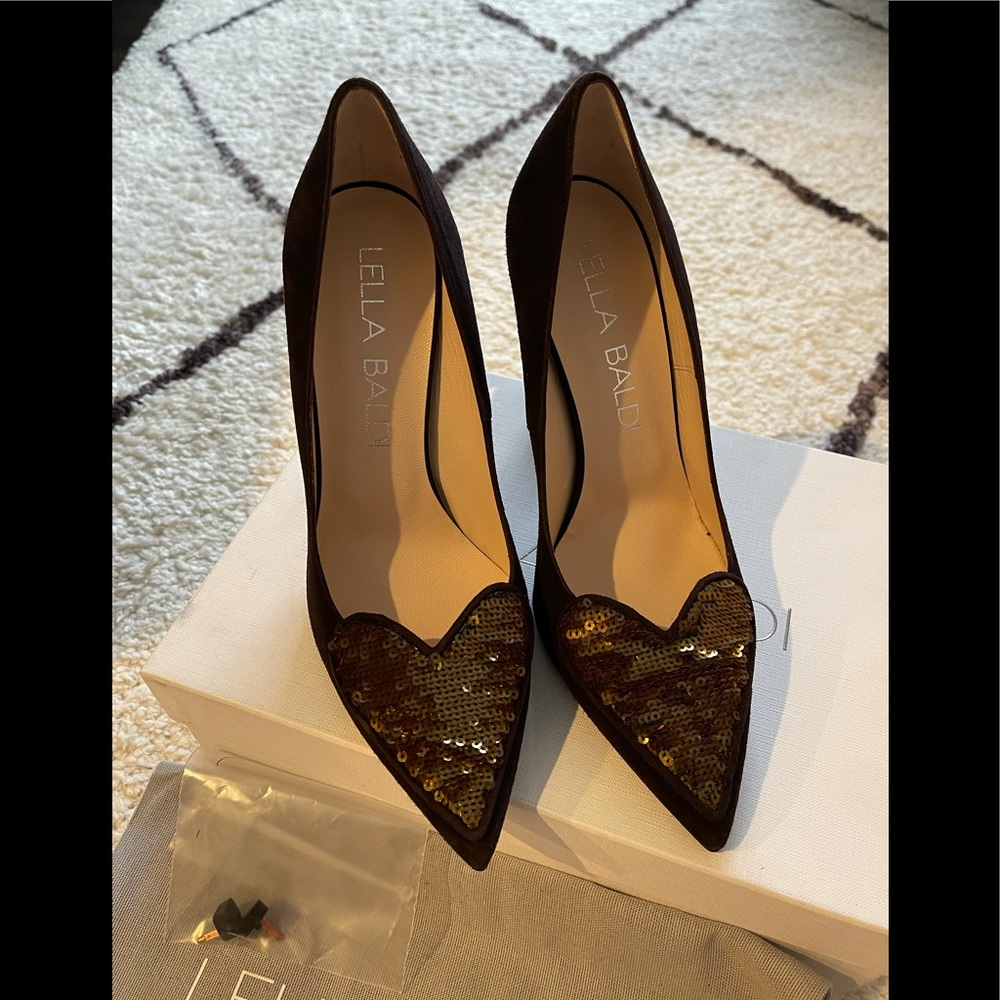 Lella Baldi Brown Suede Heels